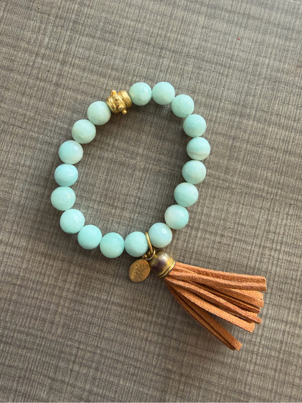 Susan Shaw Made In USA Stone Suede Tassel Bracelet Stretch 7”